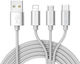 Jellico GS-13 Braided USB to Lightning / Type-C / micro USB 1.2m Cable Gray