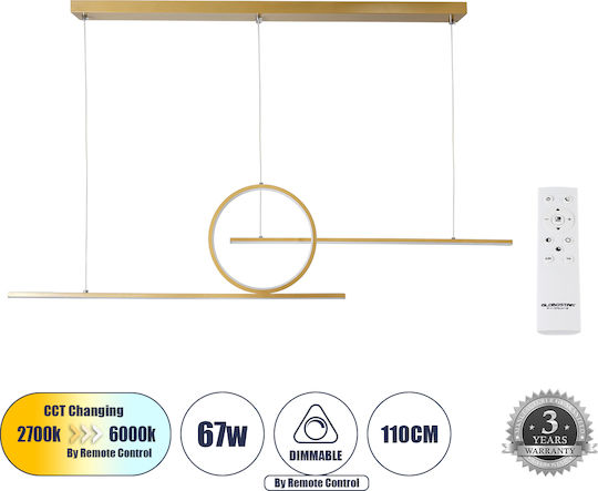 GloboStar Tereza LED Lumini Suspendate Auriu 110x34x34cm