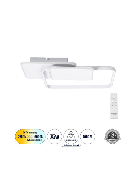 GloboStar Squaro Πλαφονιέρα Οροφής με Ενσωματωμένο LED σε Λευκό χρώμα 51cm