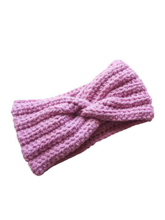 Unisex Headband με Rib Πλέξη σε Ροζ χρώμα