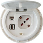 Techly Single Socket with 2 USB-A