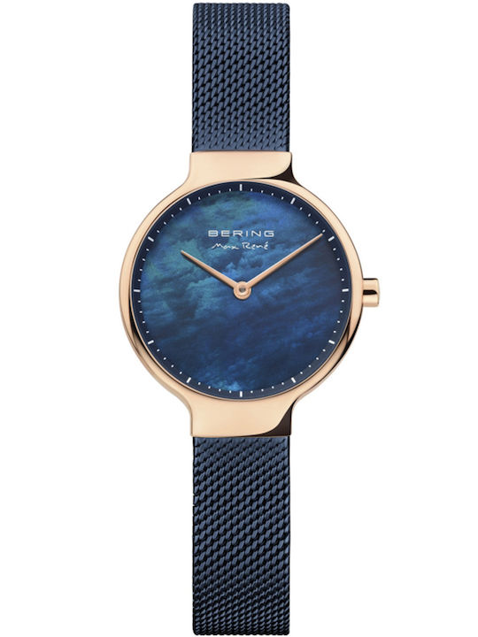 Bering Time Max Herrenuhr 26mm Batterie mit Blau Metallarmband