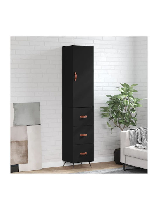 Office Storage Chipboard Cabinet Black L34.5xW34xH180cm