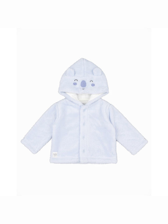 Losan Furry Hooded Cardigan with Zipper Light Blue