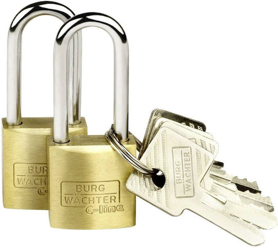 Burg Wachter Bronze Padlock Lengthened with Key 20mm 2pcs