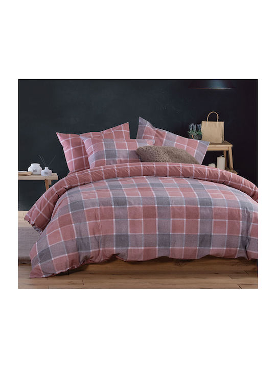 Nef-Nef Homeware Σετ Παπλωματοθήκη Βαμβακερή Υπέρδιπλη με 2 Μαξιλαροθήκες 240x230cm Coridon Terra