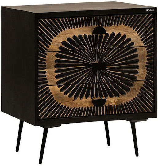 Comoda pentru Dormitor din Lemn Masiv Kanpur cu 3 sertare Gri 75x40x80buc