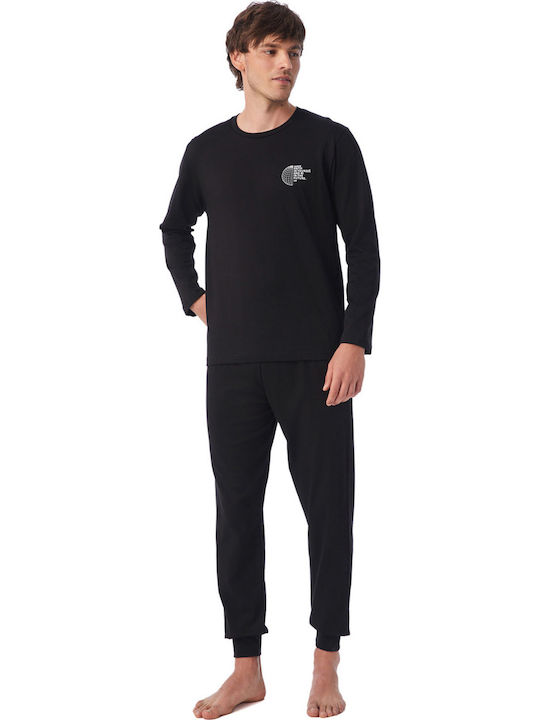 Minerva Men's Winter Pajamas Set Black