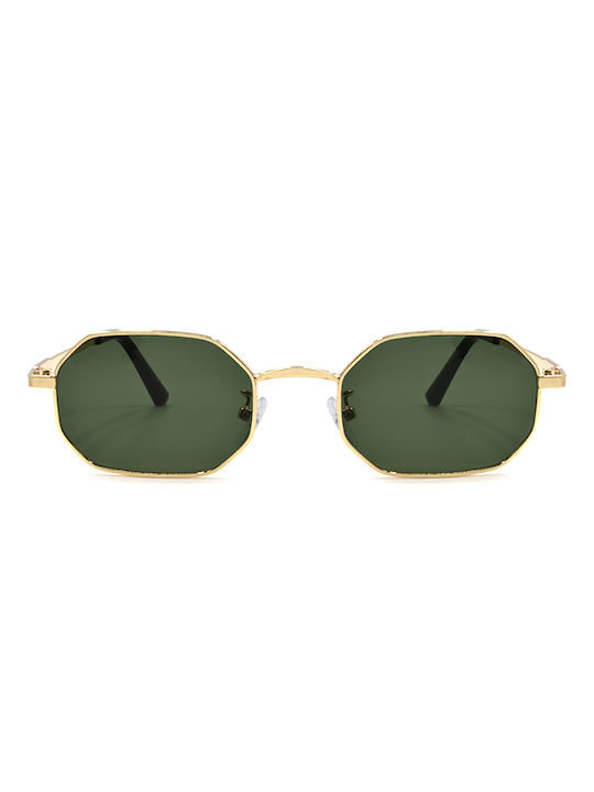 Awear Kresten Women's Sunglasses with Gold Metal Frame and Green Lens