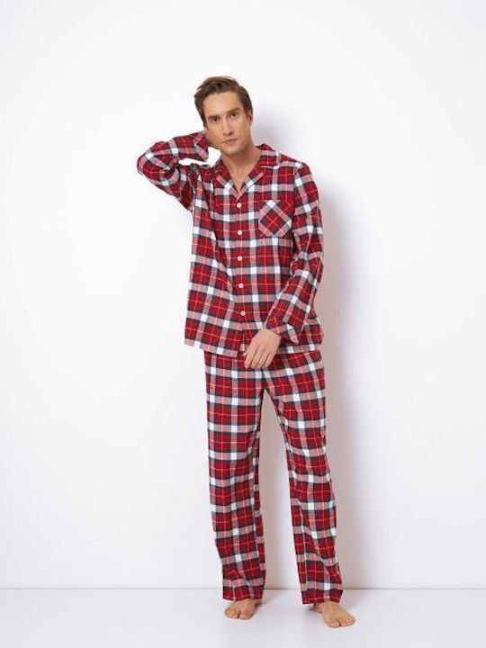 Aruelle Men's Winter Checked Pajamas Set Red