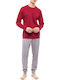 Pink Label Men's Winter Checked Pajamas Set Red