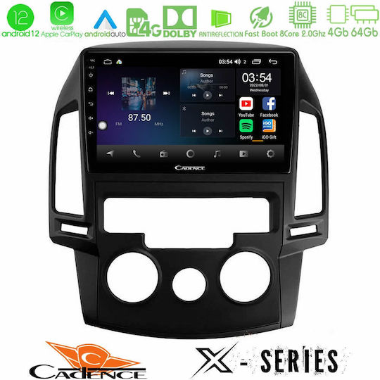 Cadence Ηχοσύστημα Αυτοκινήτου για Hyundai i30 2007-2012 με A/C (Bluetooth/USB/WiFi/GPS/Apple-Carplay/Android-Auto) με Οθόνη Αφής 9"