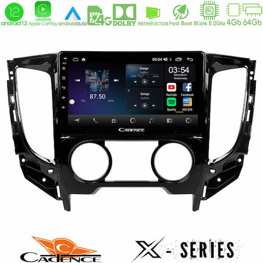 Cadence Sistem Audio Auto pentru Fiat Fullback - Spate complet Mitsubishi L200 2015-2019 cu A/C (Bluetooth/USB/WiFi/GPS/Apple-Carplay/Android-Auto) cu Ecran Tactil 9"
