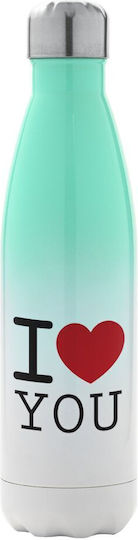 Koupakoupa I Love You Classic Recyclable Bottle Thermos Stainless Steel BPA Free 500ml Green