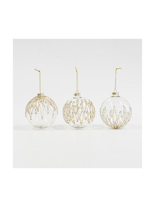 Eurolamp Ornament de Crăciun Bilă Sticlos Transparent cu Pulbere de Aur cu Paiete
