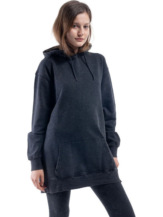Lang Damen Sweatshirt Kapuzen Schwarz