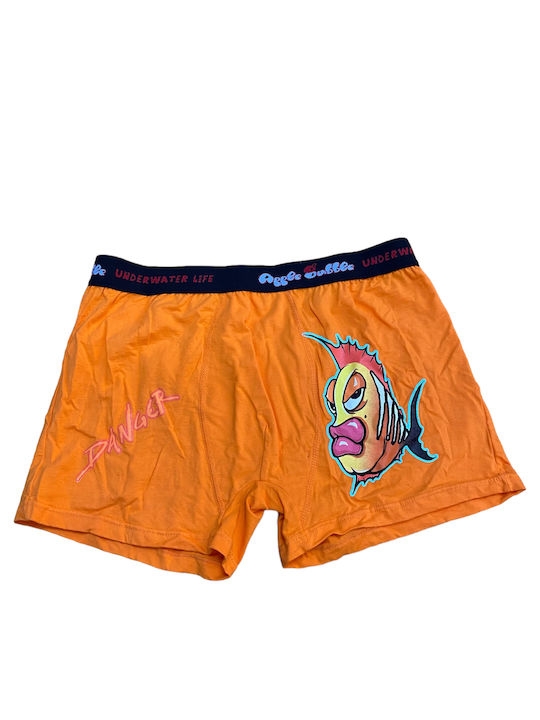 Herren Boxershorts Orange mit Mustern 1Packung