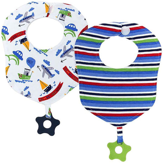 Mother Baby Bandana 100% Baumwolle mit Bügelverschluss und Schlaufe Blau 2Stück