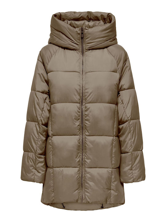 Kurz Damen Puffer Jacke Braun