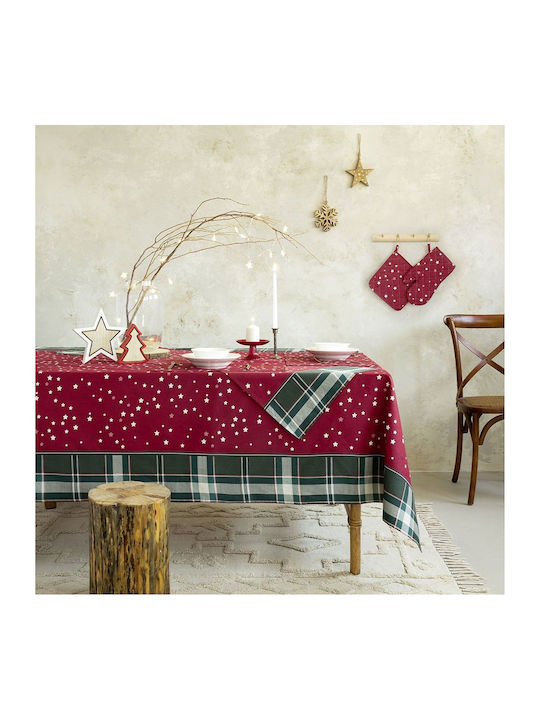 Nima Christmas Tablecloth Fabric Red L190xW150cm 1pcs