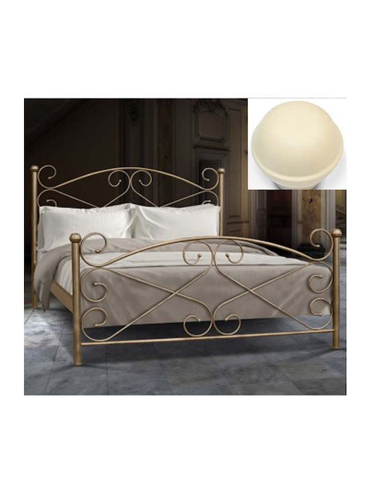 Rose Bed Single Metal Ecru for Mattress 90x200cm
