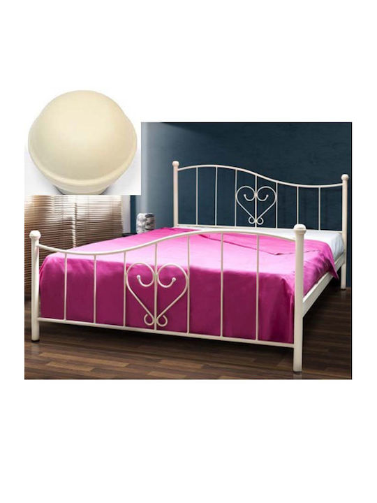 Herz Bett Doppelbett Metall Ecru für Matratze 1...