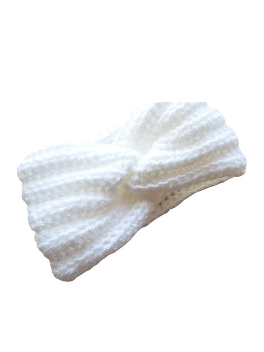 Unisex Headband με Rib Πλέξη σε Λευκό χρώμα