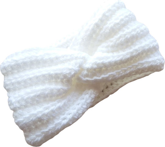 Γυναικείο Headband με Rib Πλέξη σε Λευκό χρώμα