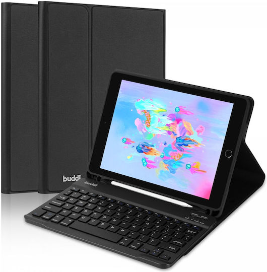 Buddi Zuna Flip Cover με Πληκτρολόγιο στα Αγγλικά US Μαύρη (iPad 2017/2018 9.7")