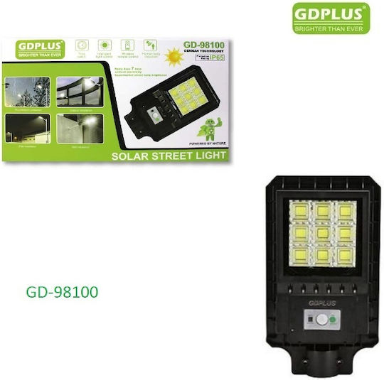 GDPLUS Ηλιακό Φωτιστικό Δρόμου 100W με Αισθητήρα Κίνησης, Φωτοκύτταρο και Τηλεχειριστήριο IP65 23x40εκ.