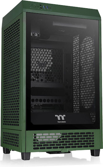 Thermaltake The Tower 200 Snow Mini Chassis Гейминг Мини кула Компютърна кутия със страничен прозорец Състезателно зелено