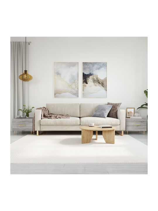 vidaXL Round Side Table Wooden with Drawers Gra...