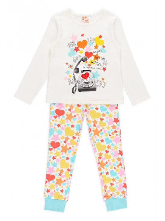 Boboli Set Top & Bottom Kids Cotton Pyjamas Ecru