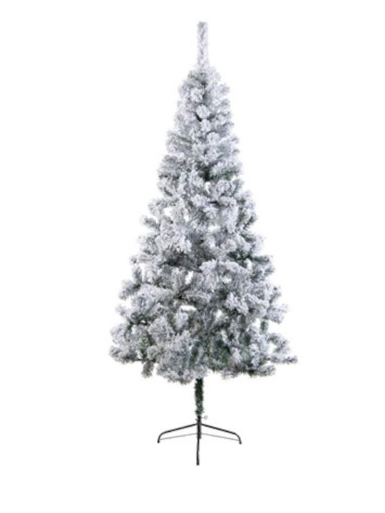 Snowy Christmas Green Tree with Metallic Base H180cm