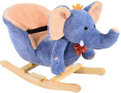 HomCom Fabric Rocking Toy Elephant for 18+ months with Music with Max Load Capacity 60kg Gray