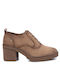 Suede Γυναικεία Μποτάκια Oxfords με Μεσαίο Τακούνι Taupe