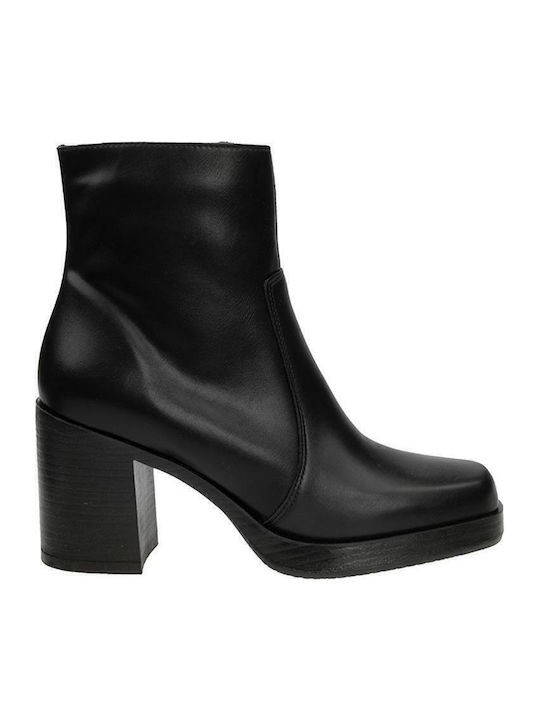 Leder Stiefeletten Damen Schwarz