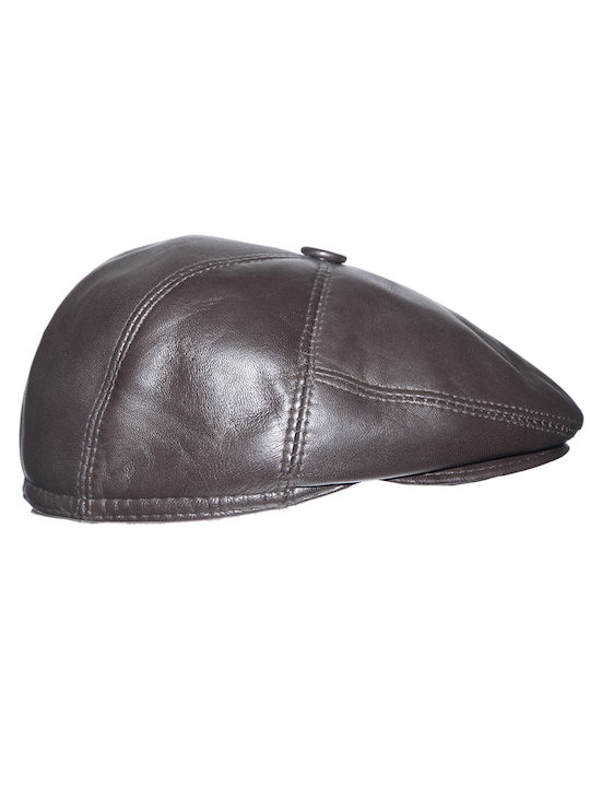 Ageridis Leather Pălărie Fedora pentru Bărbați Maro