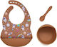 Beboulino Feeding Set made of Silicone Orange 3pcs for 6+ months