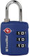Travel Blue Padlock Brass Combination with TSA Certification Blue 1pcs