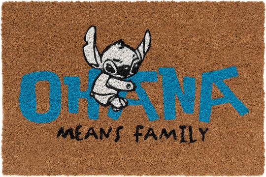 Grupo Erik Eingangsmatte aus Kokosnussbaum mit Rutschfestem Untergrund Disney Lilo & Stitch Ohana Braun 40x60cm