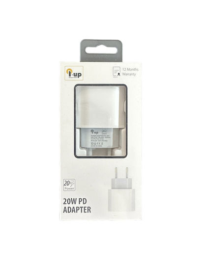 iUP Φορτιστής Χωρίς Καλώδιο με Θύρα USB-C 20W Λευκός