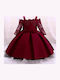 Kinderkleid Langärmelig Spitze Burgundisch