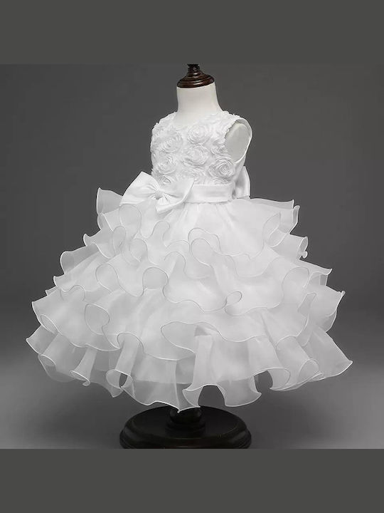 Kinderkleid Ärmellos Tüll Für Blumenmädchen Weiß