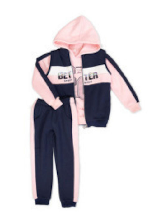 New College Kids Sweatpants Set Pink 2pcs