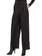 Damen Stoff Hose in Weitem Schnitt Schwarz