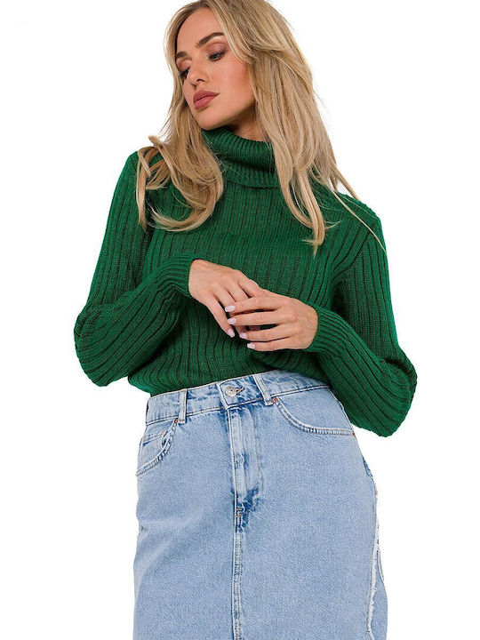 MOE Women's Blouse Long Sleeve Turtleneck Green