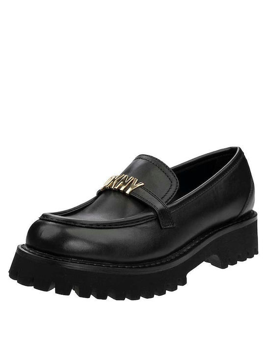 DKNY Leather Women's Moccasins in Black Color