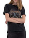 Damen Bluse Baumwolle Kurzärmelig Schwarz