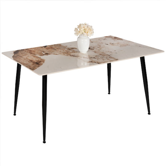 Table Dining Room with Stone Surface Gray 160x90x76cm